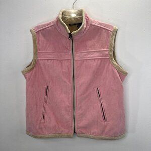 Canyon Creek Corduroy Vest XL Women Pink Plush Lining Zip Front Pockets Cotton